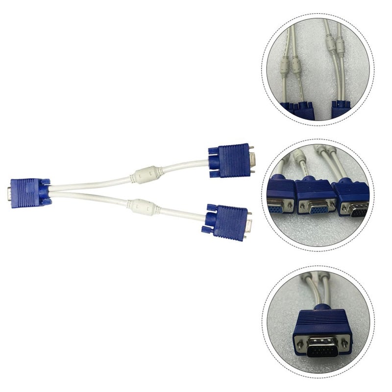 FRCOLOR 2 قطعة كابل مقسم VGA ذكر إلى أنثى مزدوجة 0.3 متر لإعداد شاشة مزدوجة - Image 2